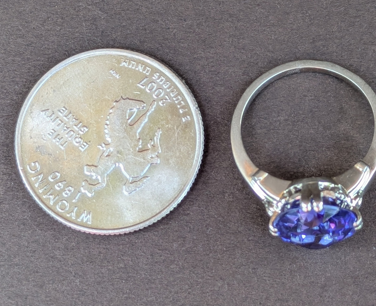 14kt White Gold & Oval Sapphire Ring- Set with Split Prongs