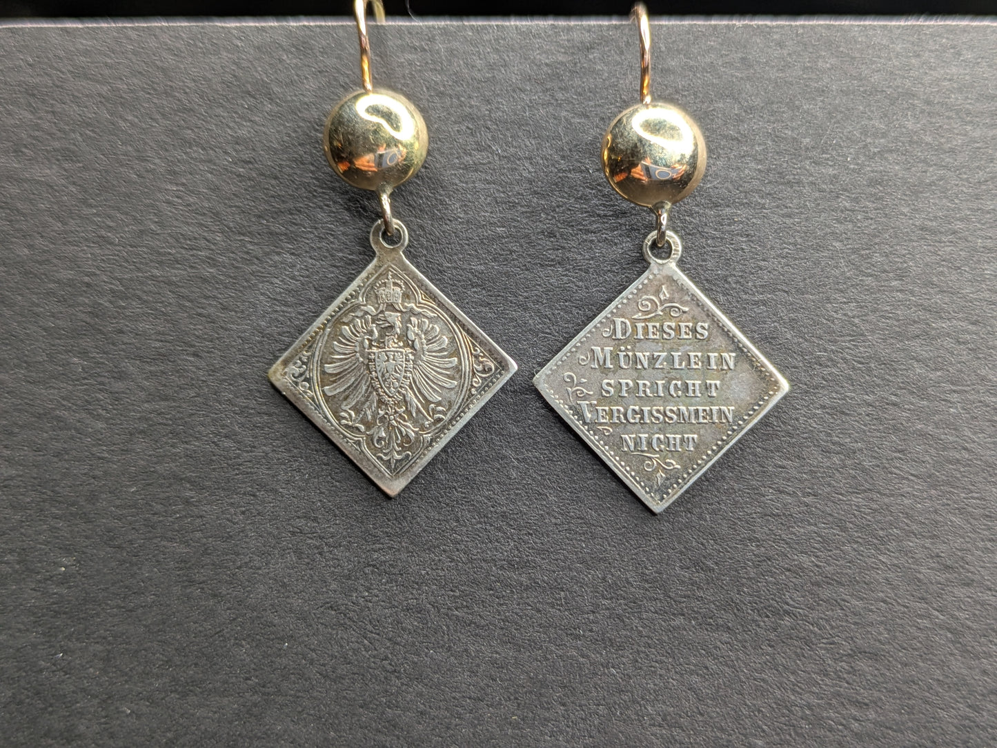 Silver and Gold German Love Token Earrings
