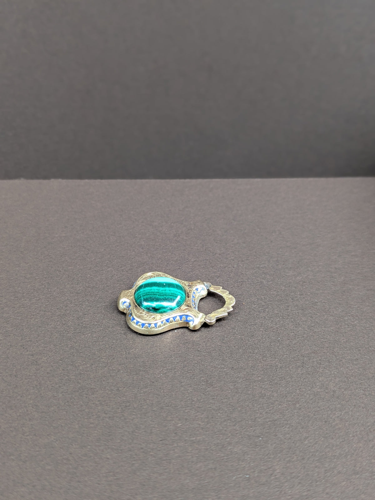 Antique "Lock" With Enamel Malachite Replacement