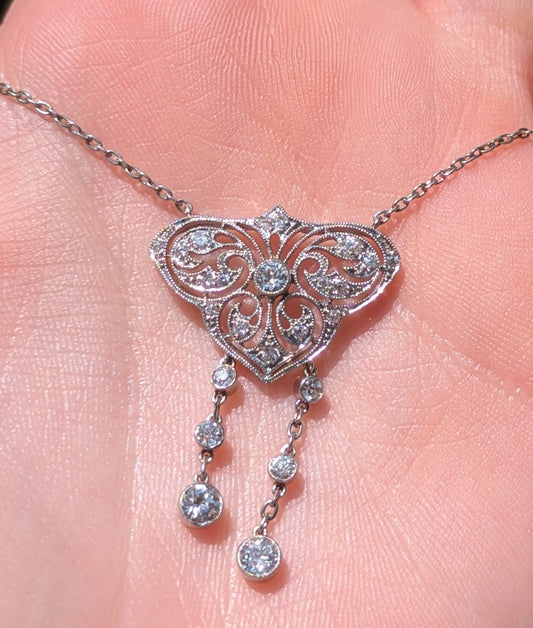 Platinum Art Deco Diamond Lingerie Necklace