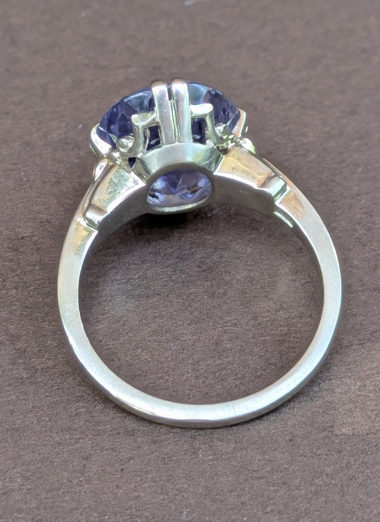 14kt White Gold & Oval Sapphire Ring- Set with Split Prongs