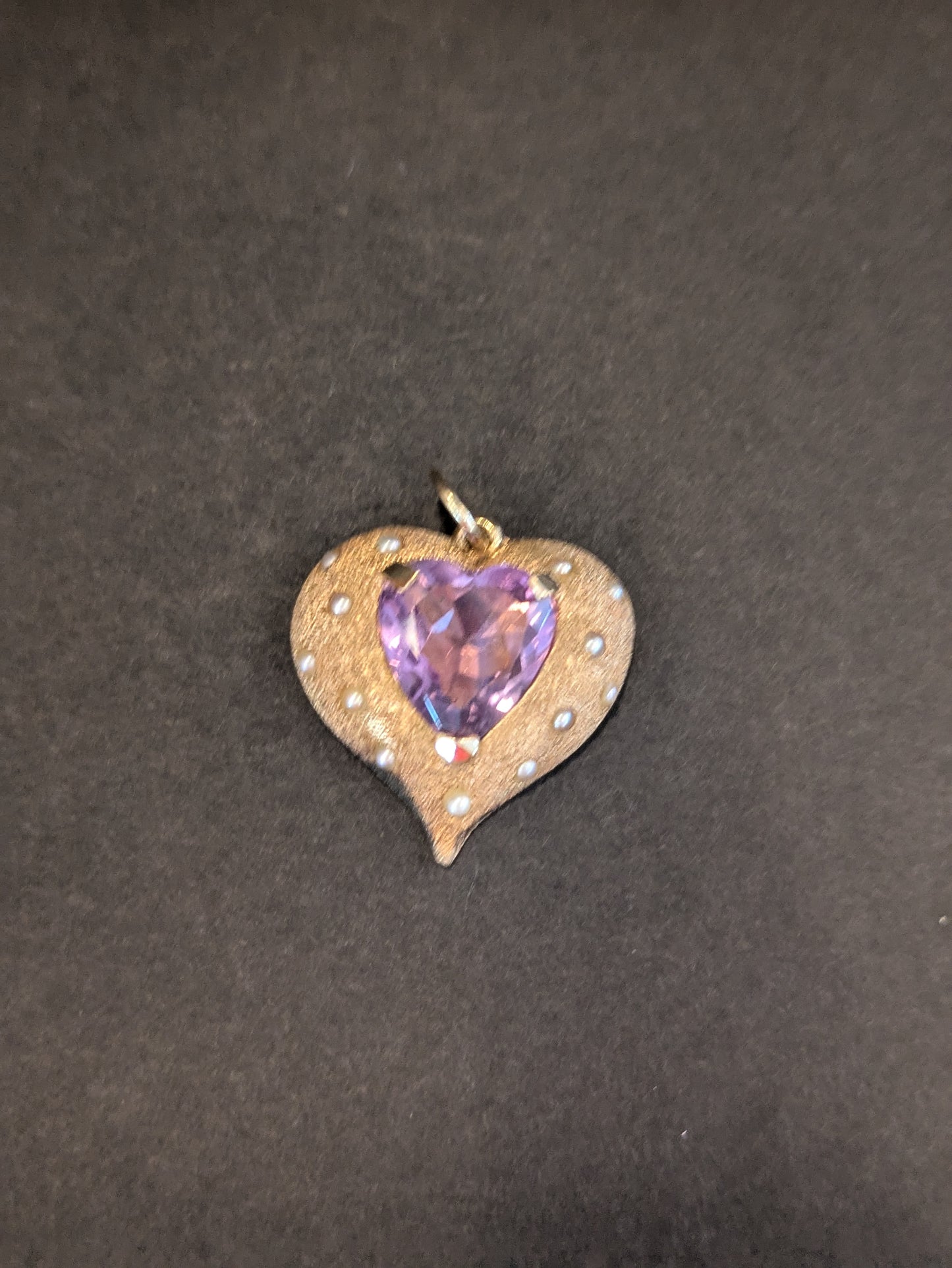 14k Amethyst and Seed Pearl Pendant