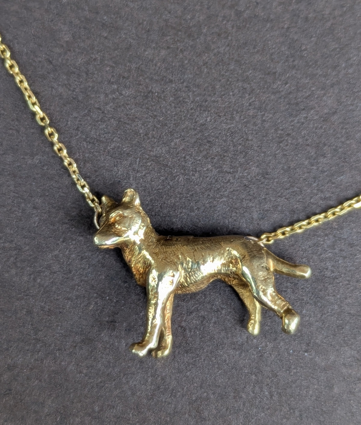 14kt Yellow Gold Shepard Dog Necklace