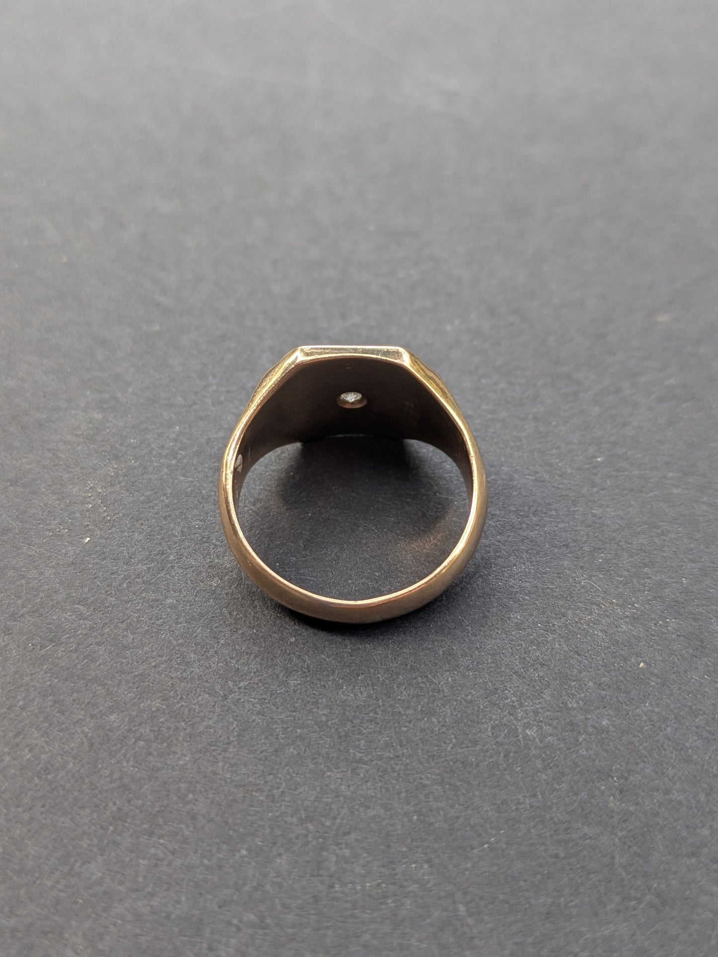 9k London English Signet Ring with Diamond Star