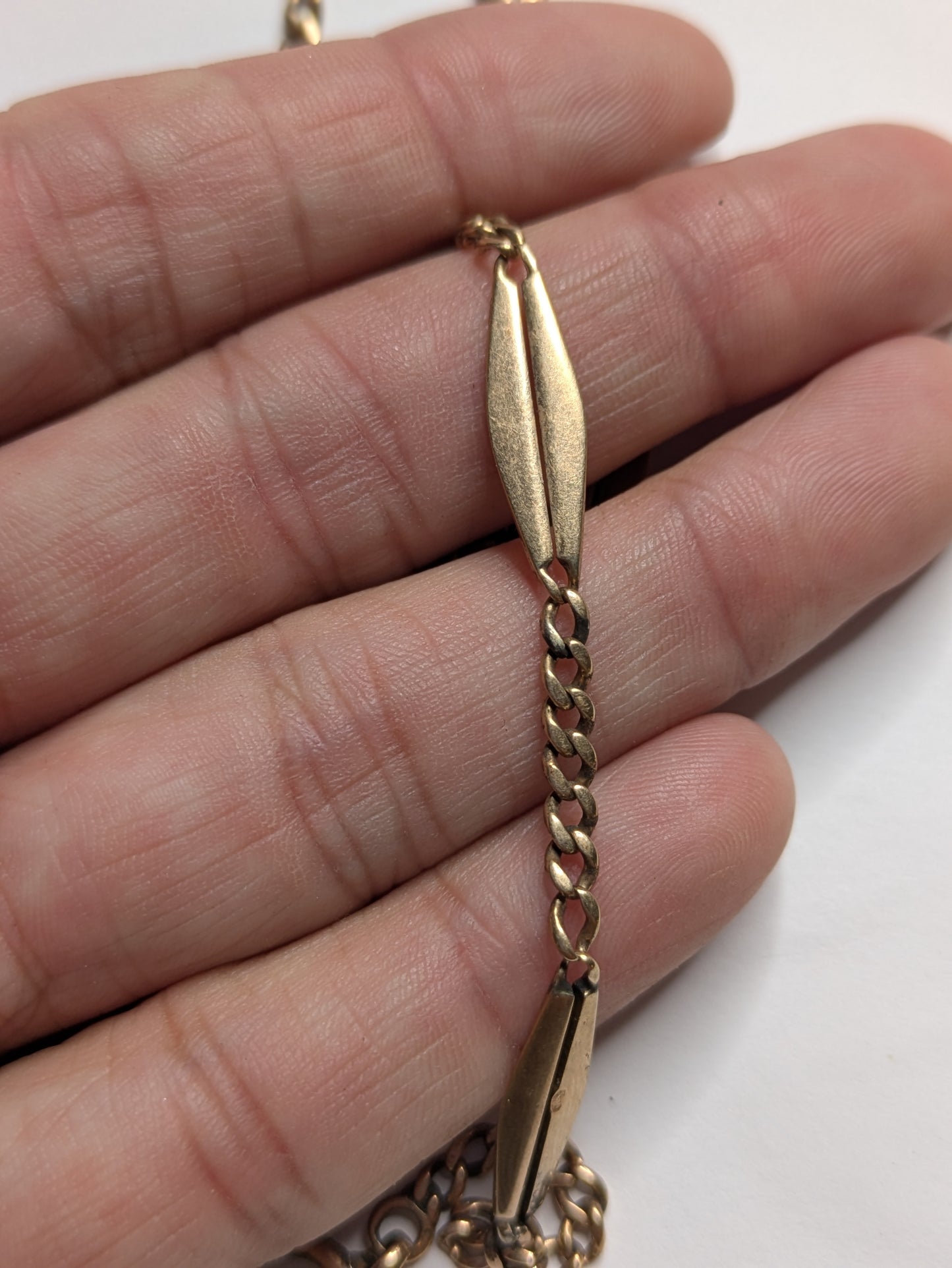 14k Watch Chain with Double Triangle Sections