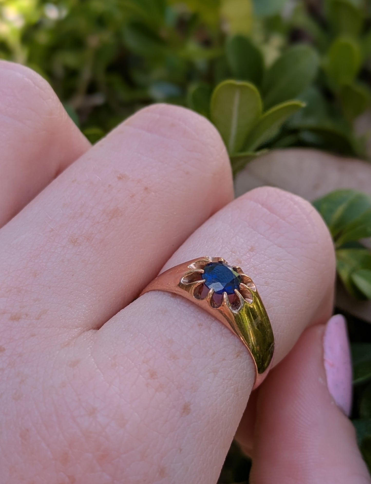 14kt Rose Gold Flush Set Natural Sapphire (GIA Cert.) Ring