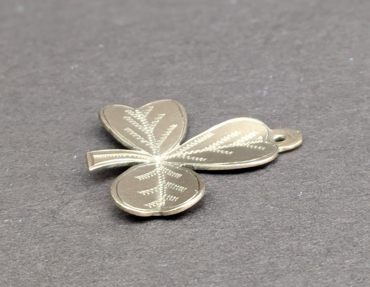 9kt English Shamrock Charm- Engraved from Chester