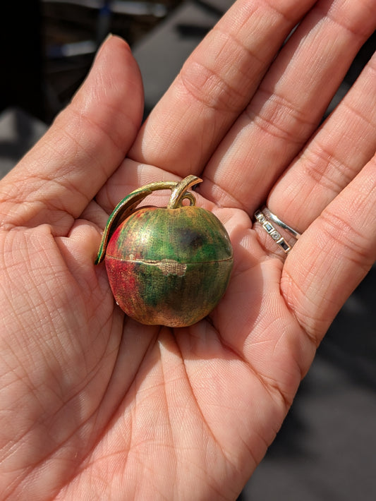 14kt Large Enameled Apple Shaped Pocket Watch
