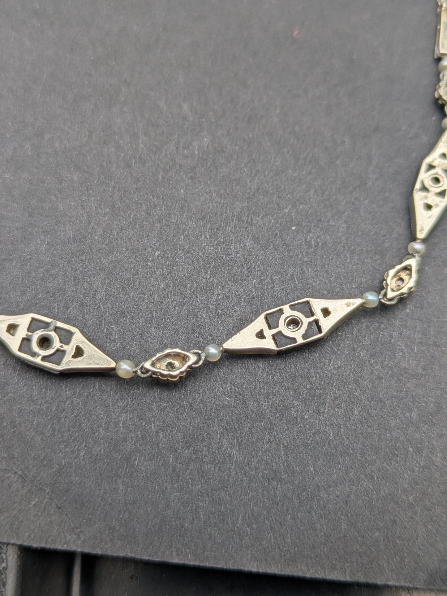 14kt Art Deco Diamond and Onyx Necklace