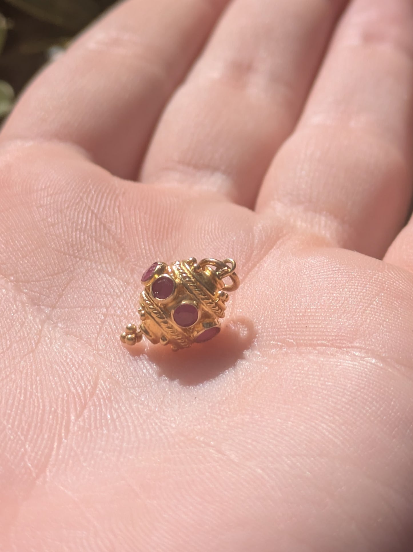 Ruby & 21kt Bead Pendant