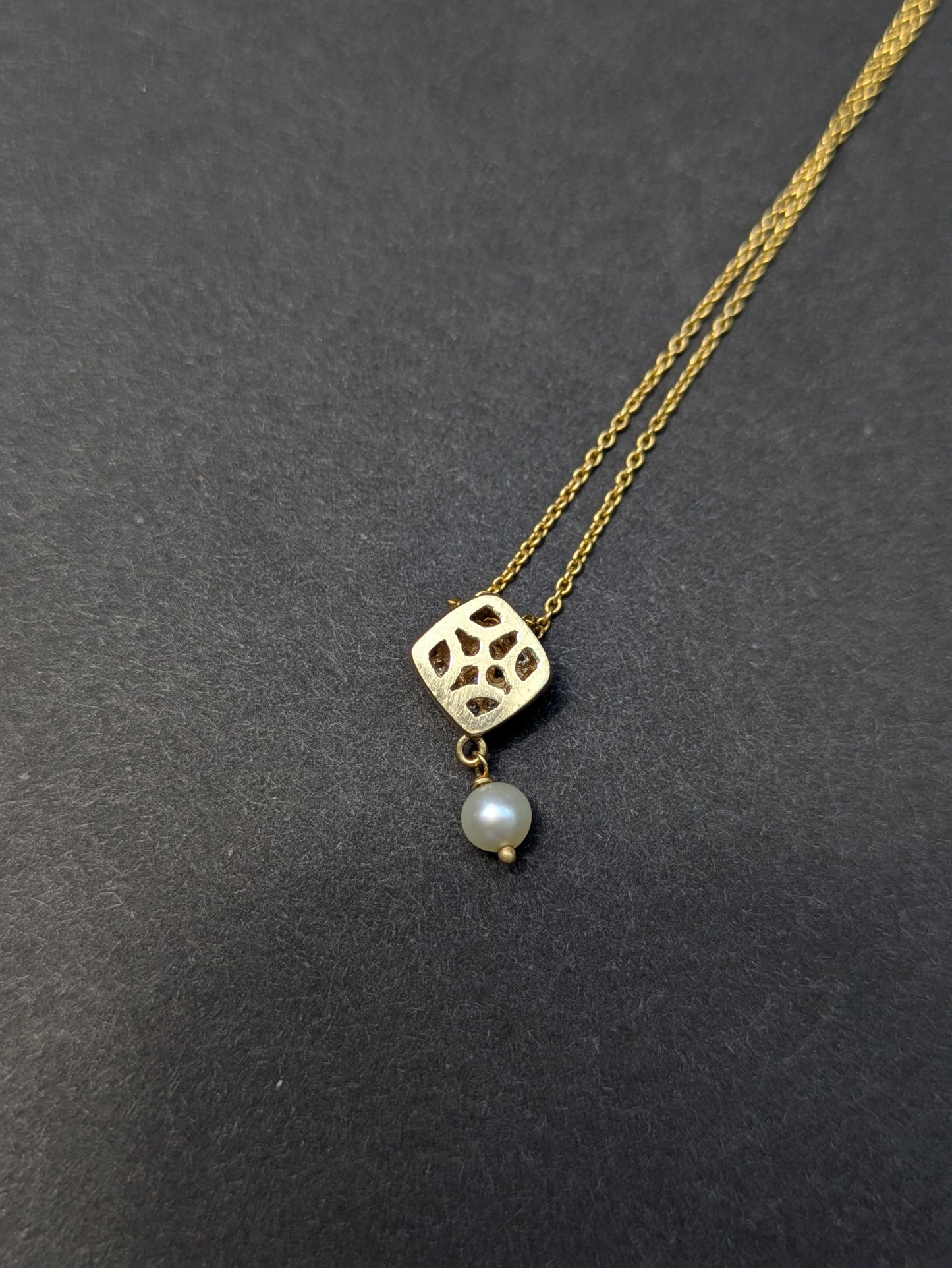 14kt Estate Diamond and Pearl Necklace
