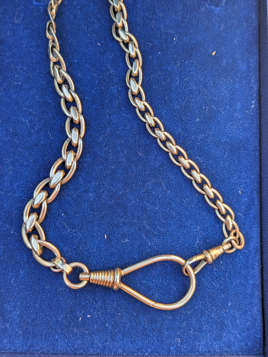 14kt Watch Chain with Extra Large Dog Clip