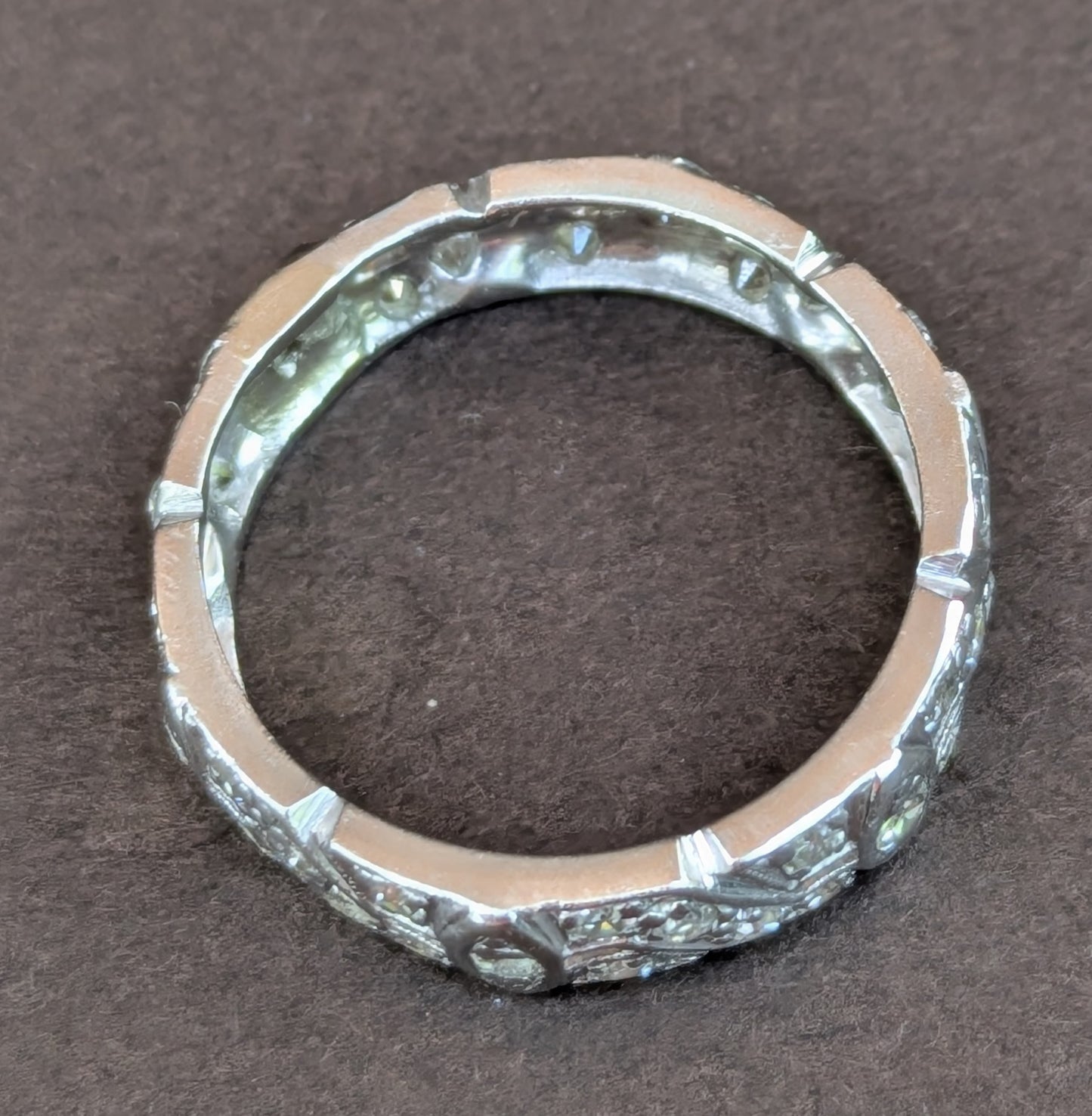 Art Deco Platinum & Diamond Wide Band
