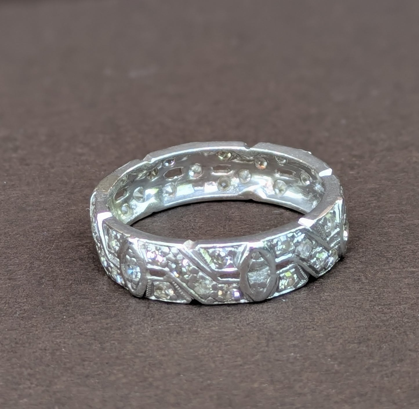 Art Deco Platinum & Diamond Wide Band