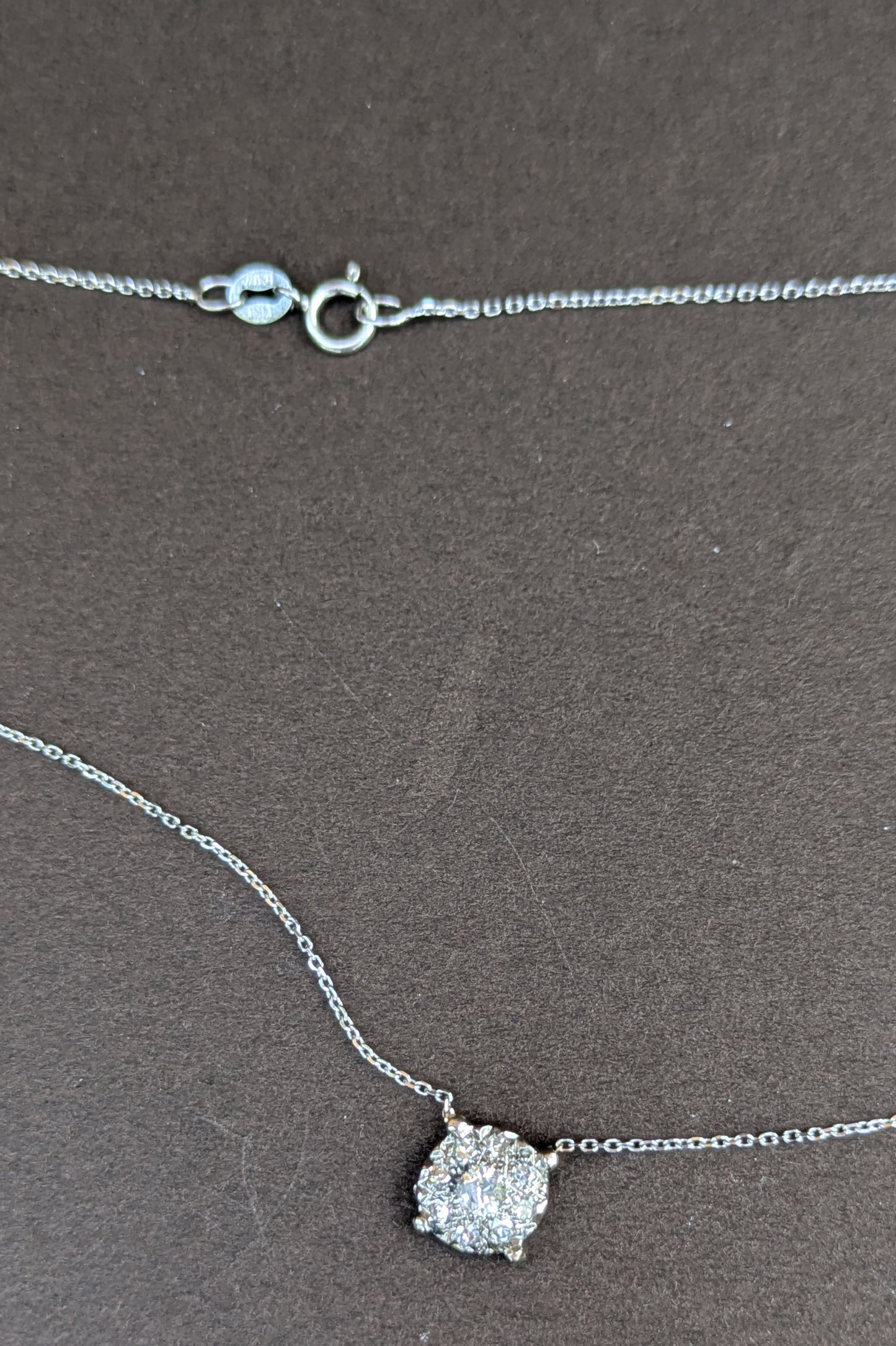 14kt White Gold Diamond Cluster Necklace- Old European Cut