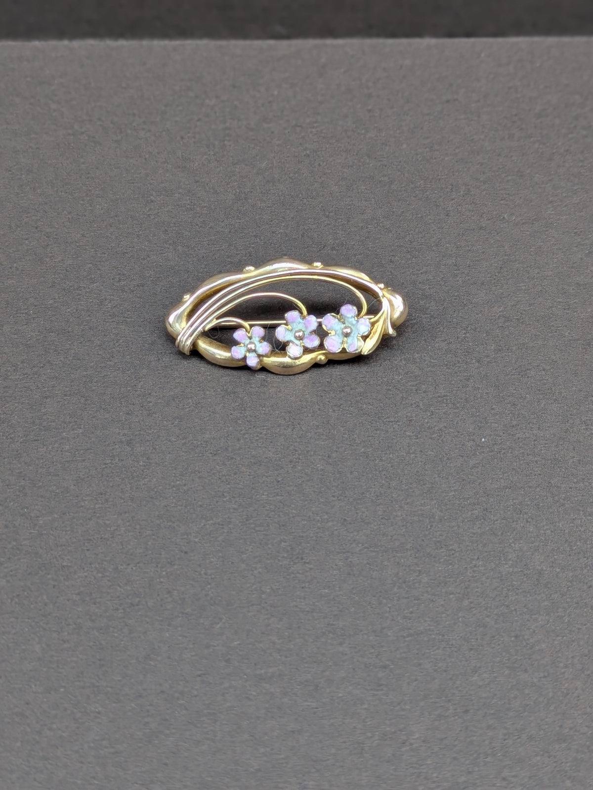 Small Pink 14kt Enamel Flower Brooch