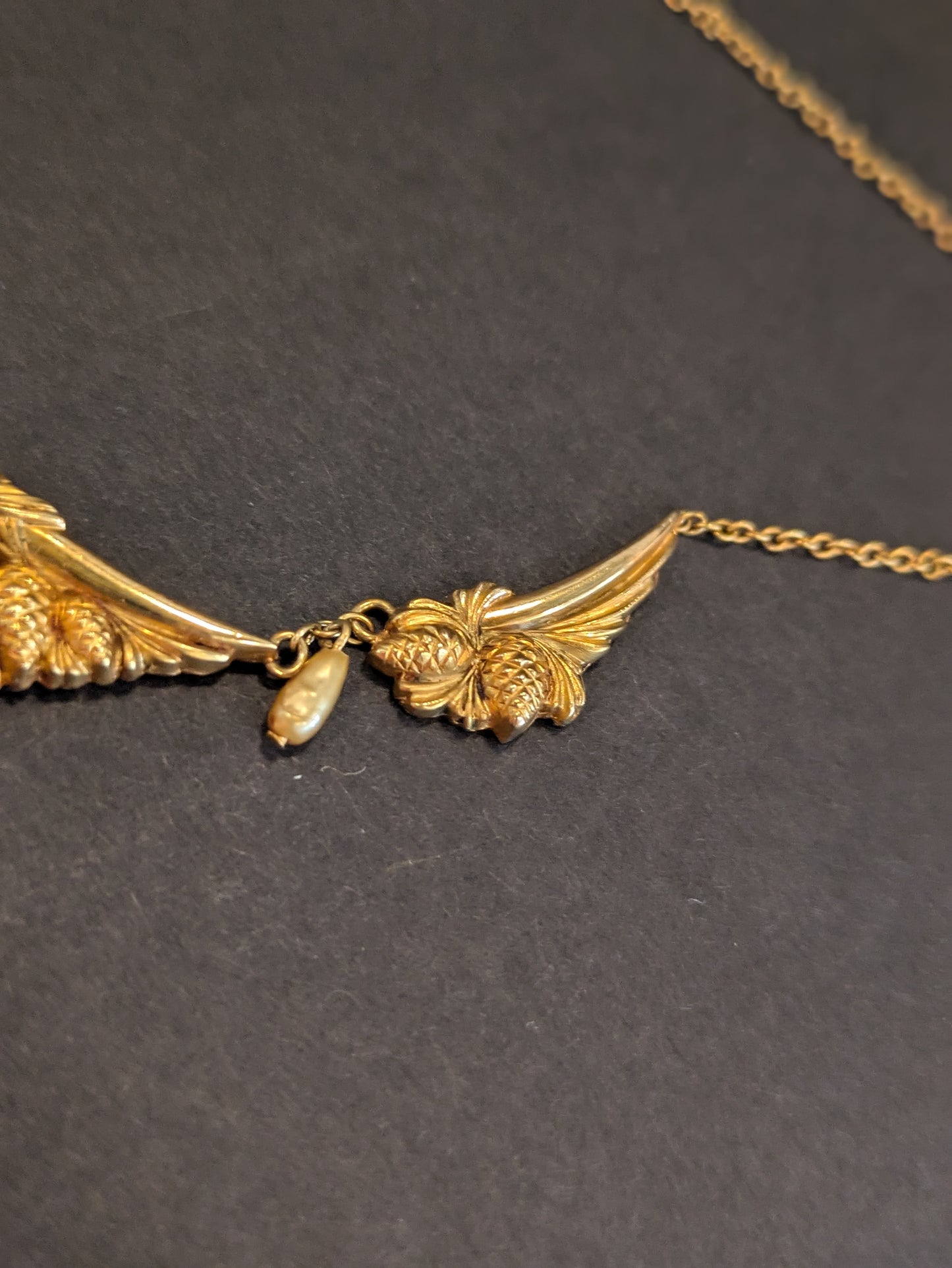 14k German Jugendstil Pinecone Paneled Necklace