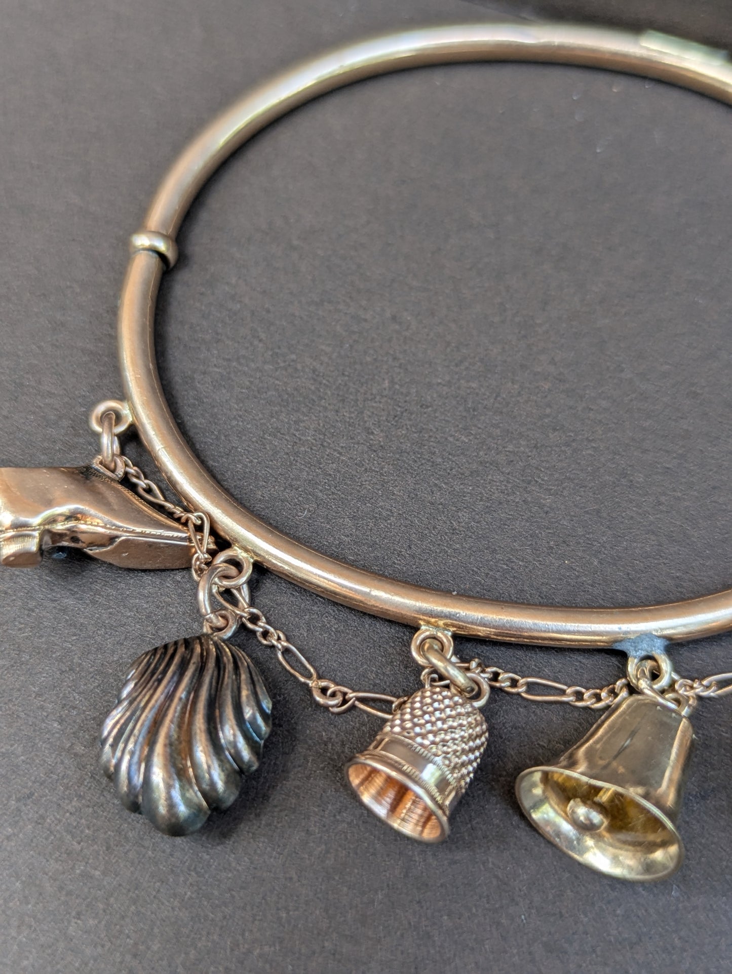 9kt English Rose Gold Charm Bangle Bracelet