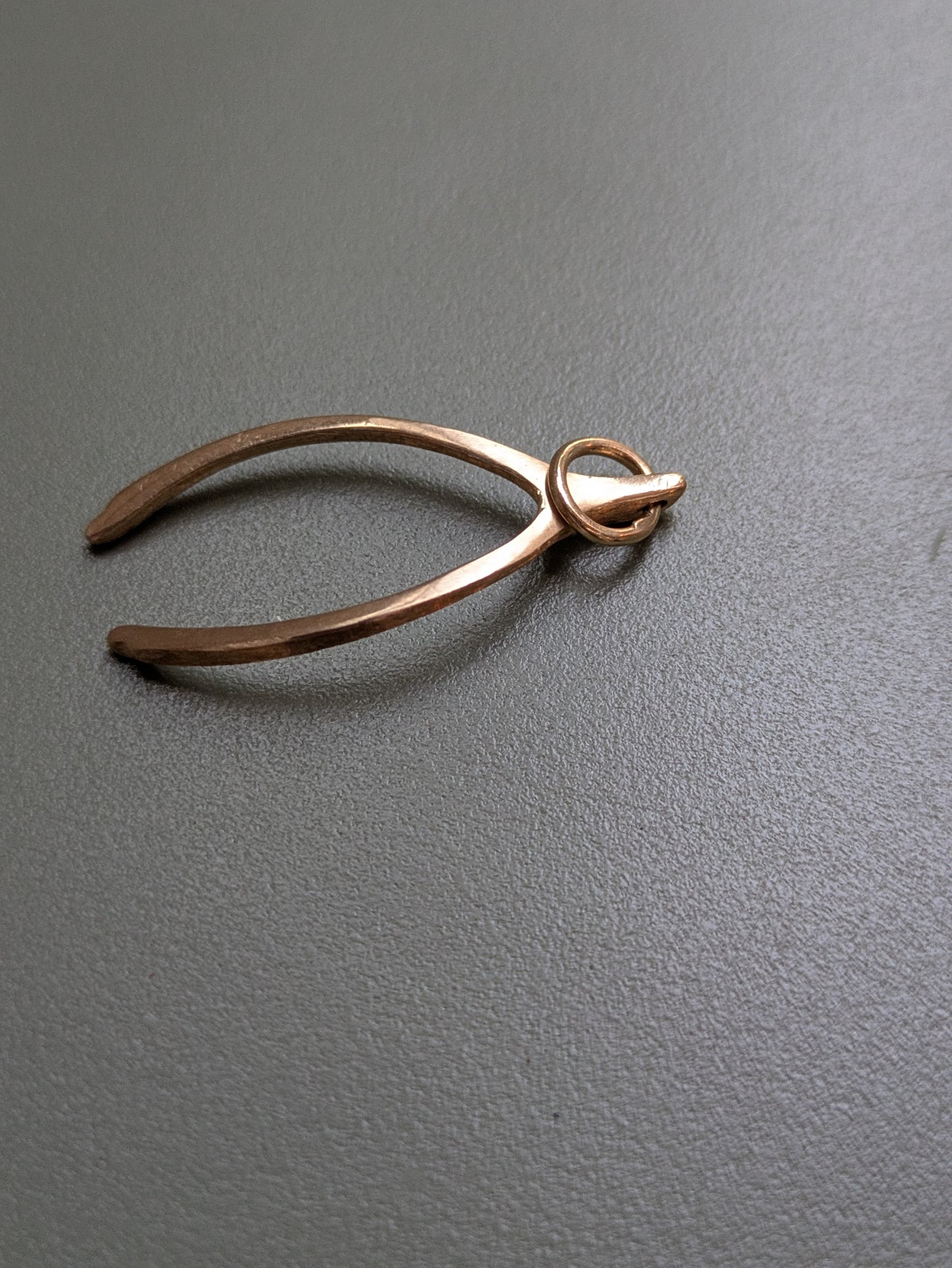 14k Large Florentine Finish Wishbone Charm