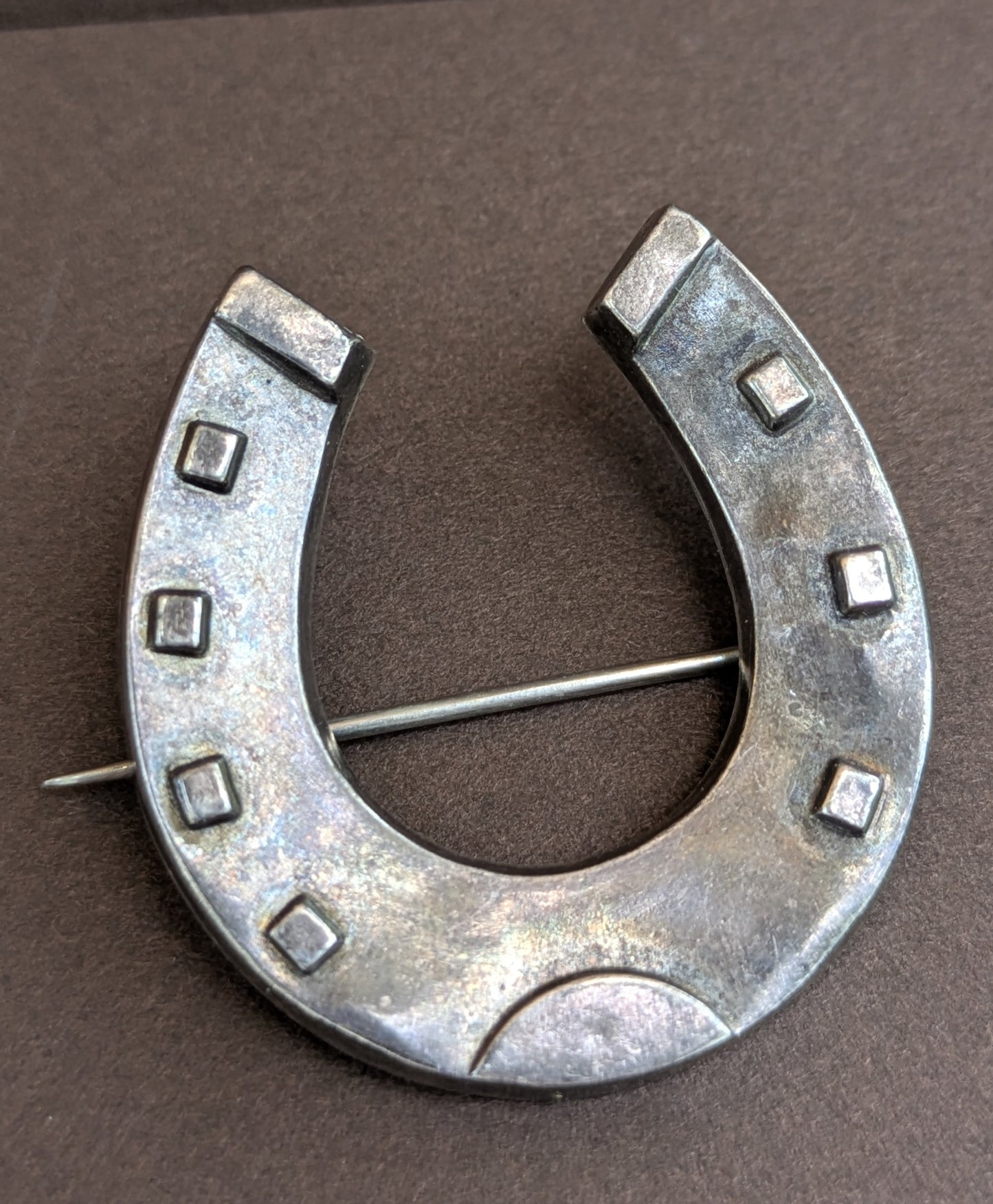 English Sterling Horseshoe Brooch, worn Hallmark