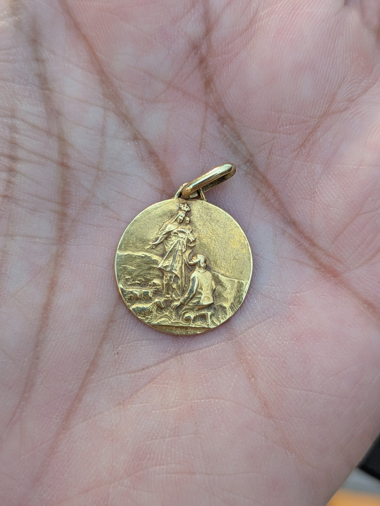 18kt Art Nouveau Saints Medal