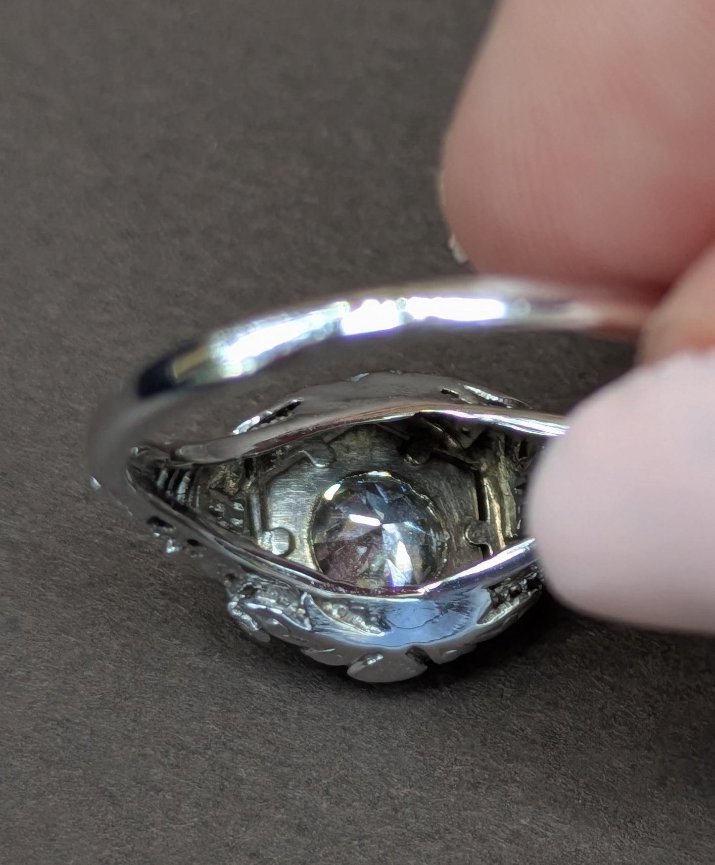 18k White Gold Edwardian Filigree Ring