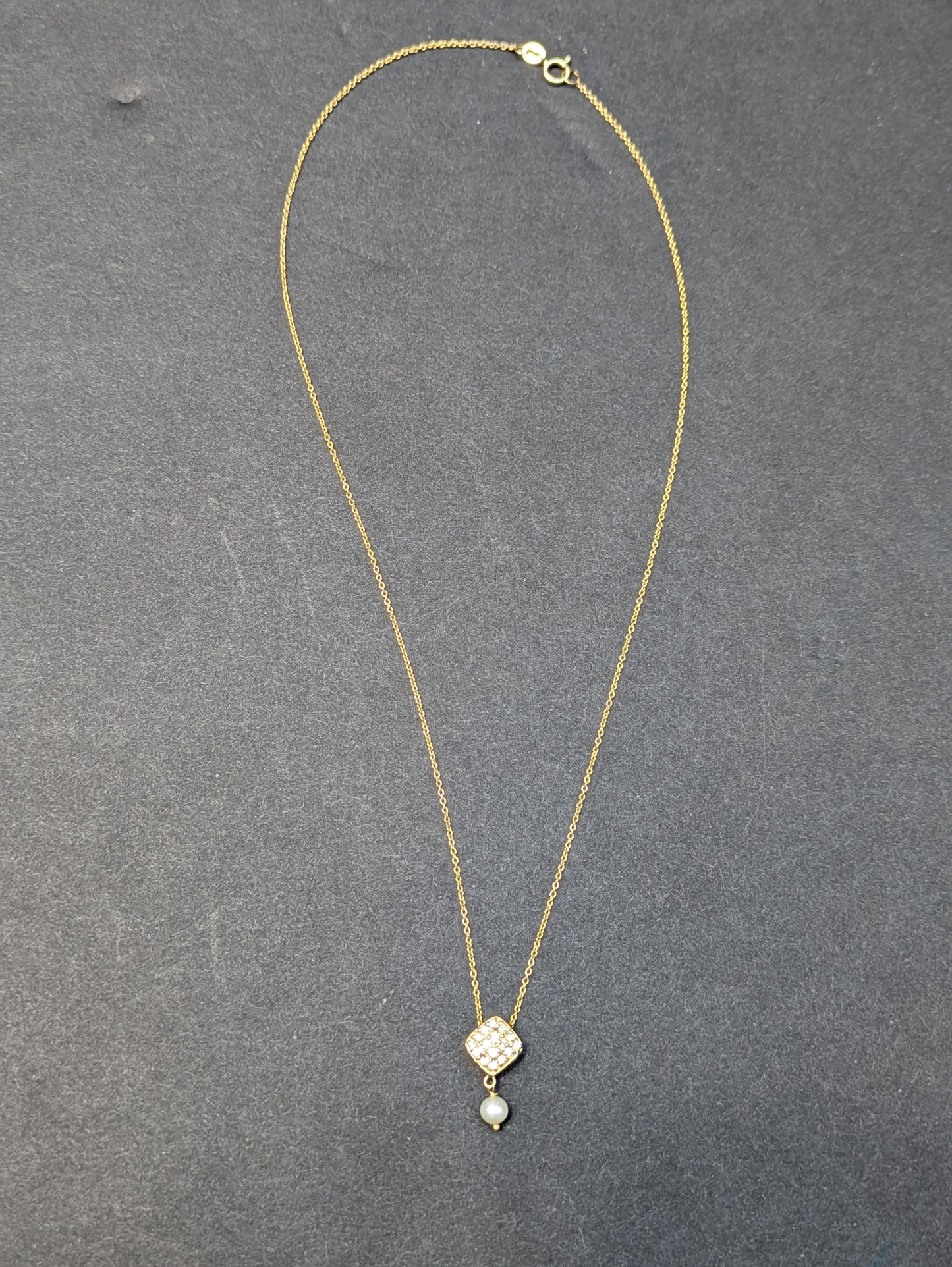 14kt Estate Diamond and Pearl Necklace