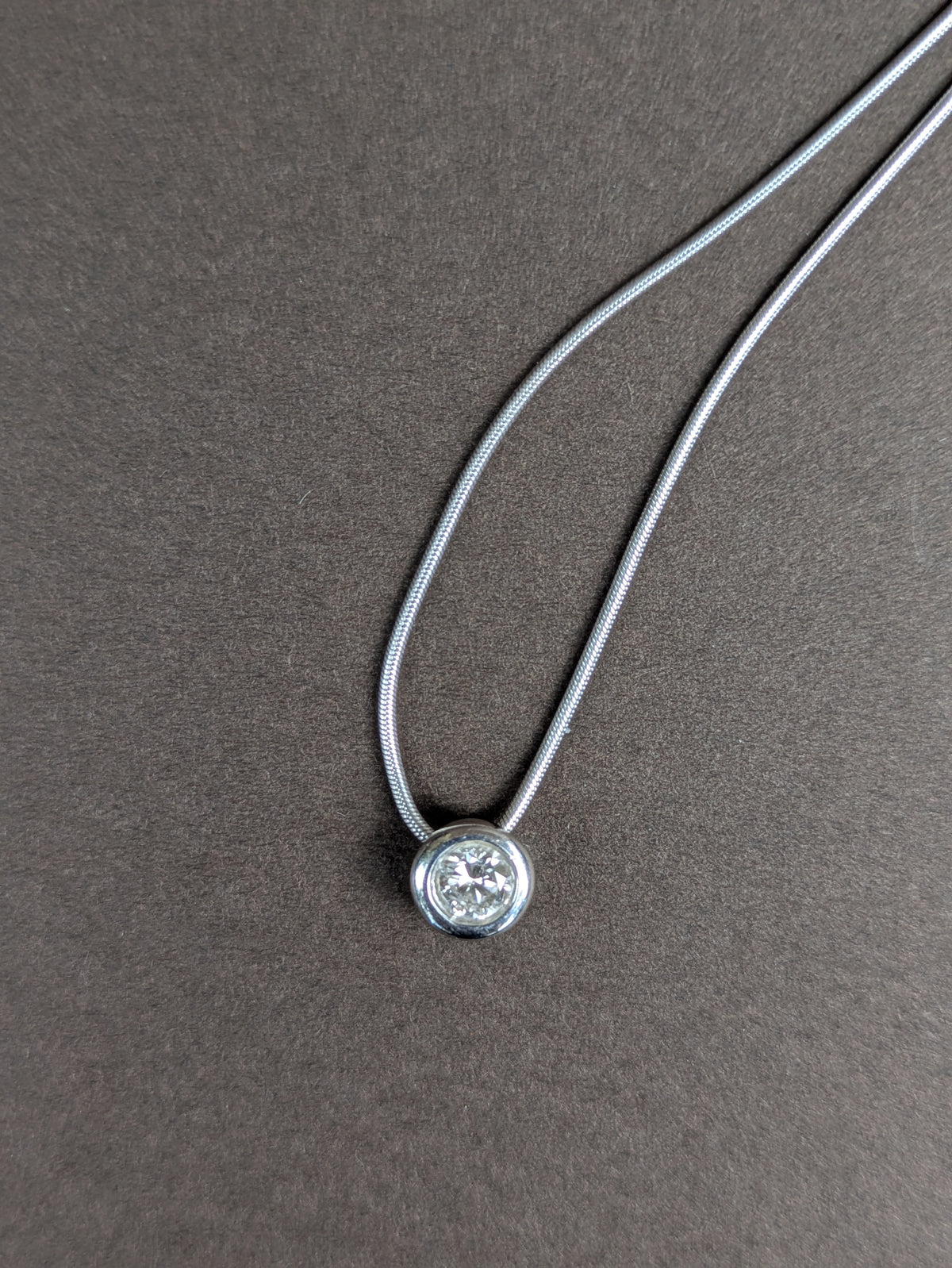 Platinum Snake Chain With 1/3ct Diamond Solitare