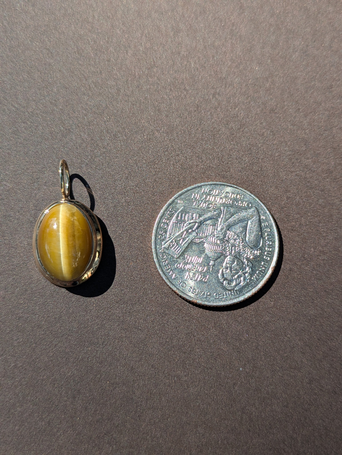 CATS EYE PENDANT CHARM 14K