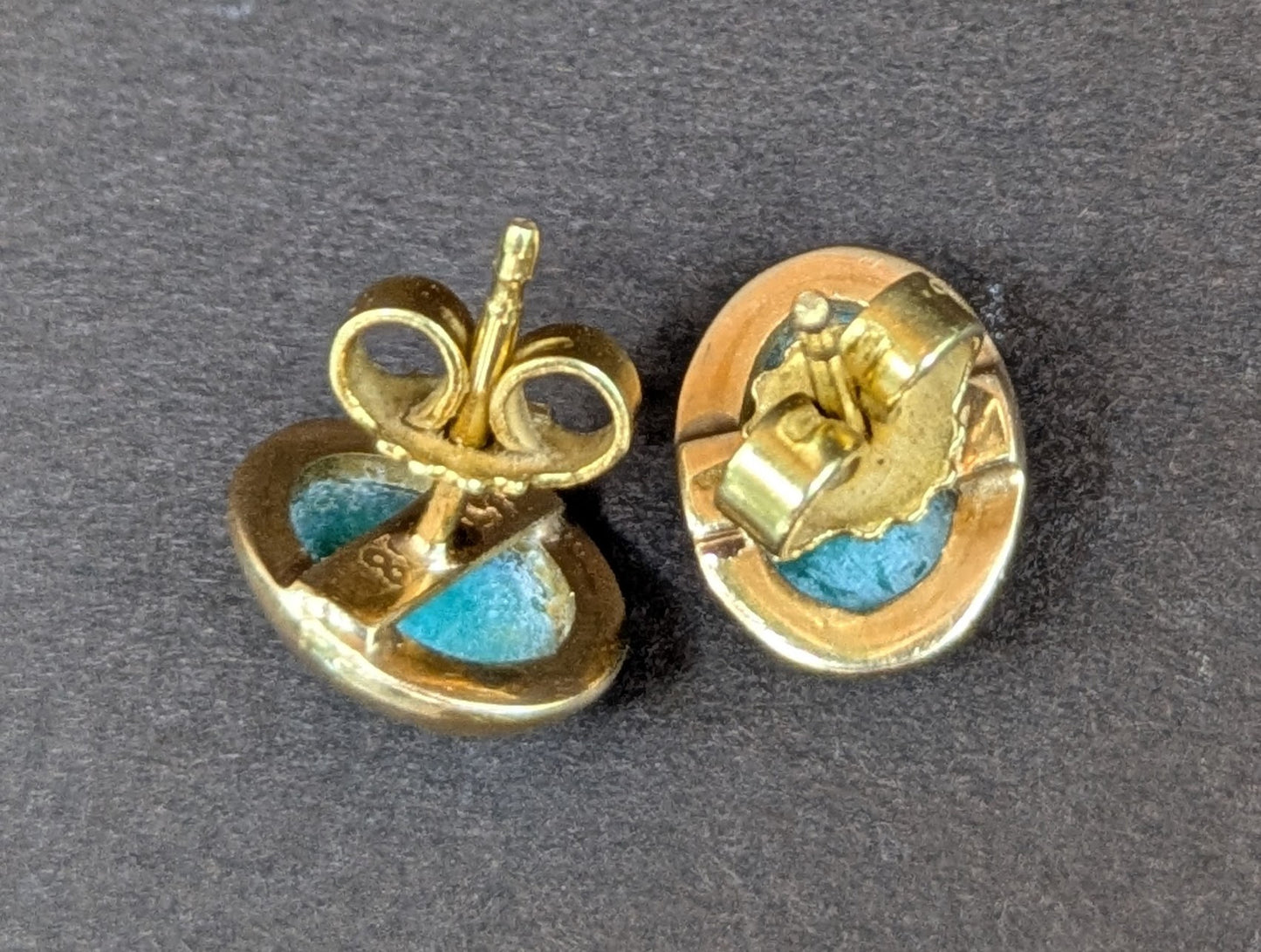 14kt Oval Turquoise Bezeled Earrings