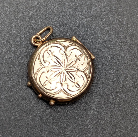 German 14k Engraved Round Locket
