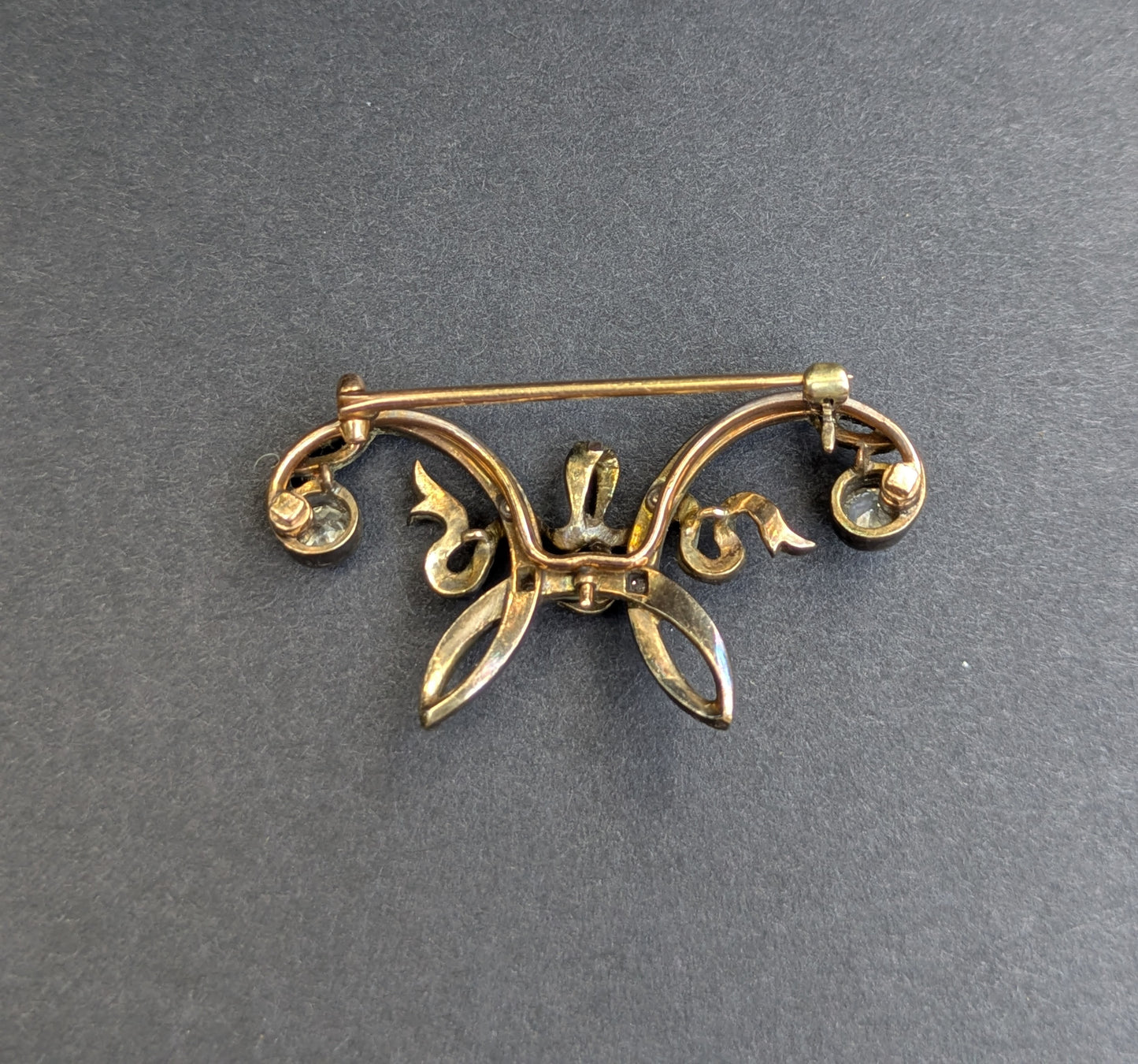 French Belle Epoch Sterling and 18kt with Mine Cut & Singlecut Diamonds