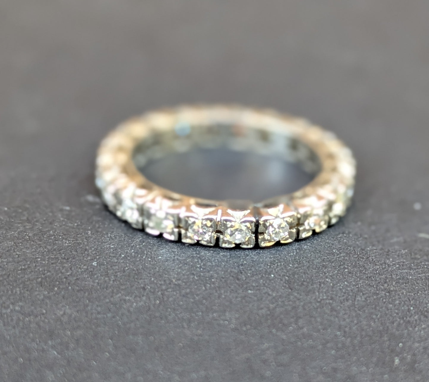 1930's Platinum 20 Single Cut Diamond "S" Back Eternity Band