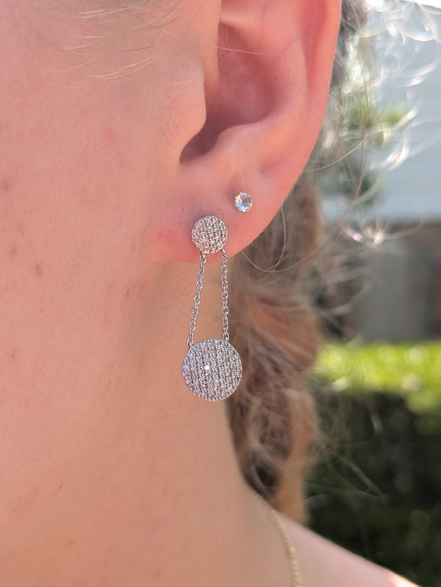 Estate Pave Set Diamond Earrings 14kt White Gold