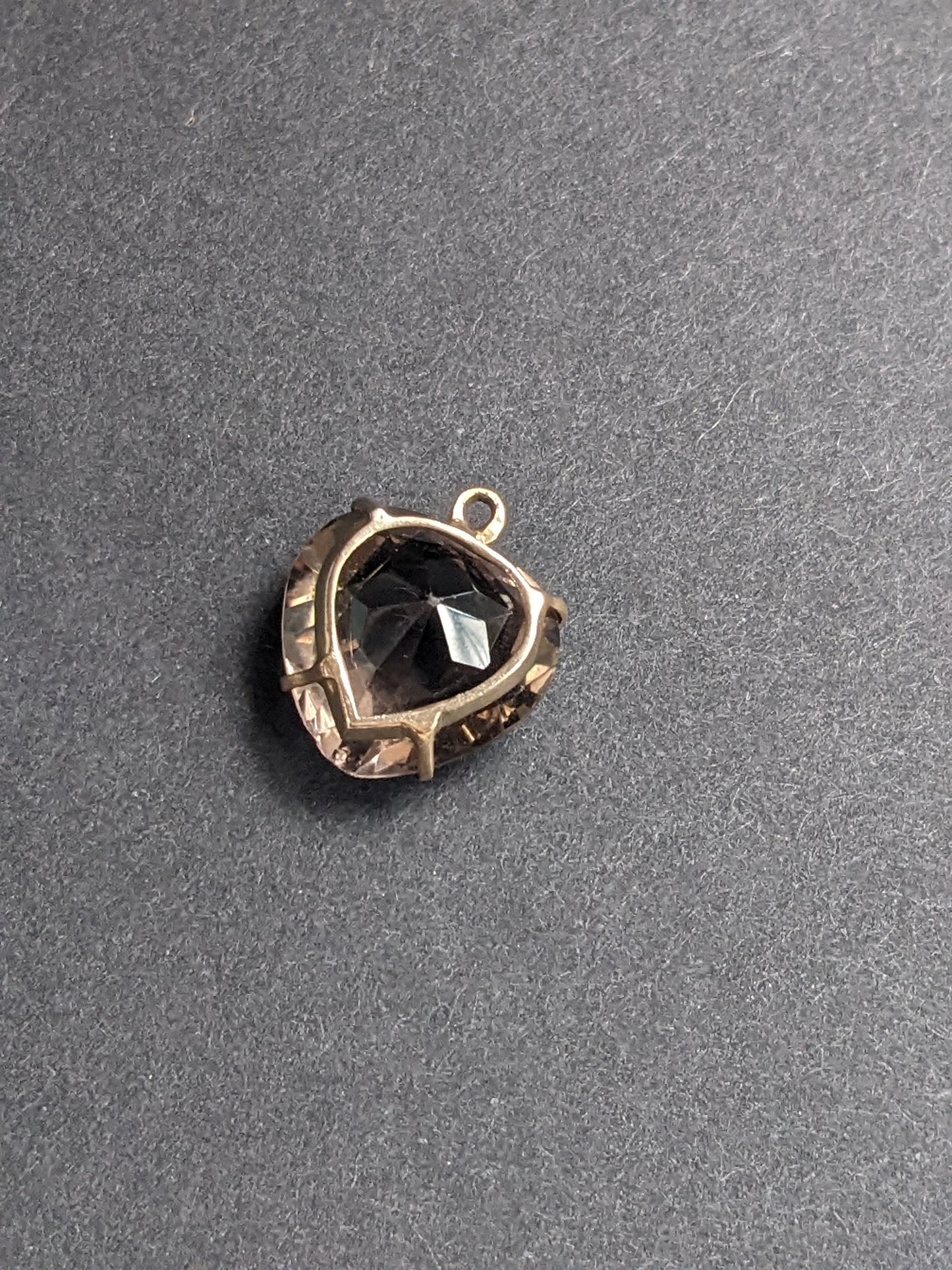 14k Smoky Quartz Heart Charm