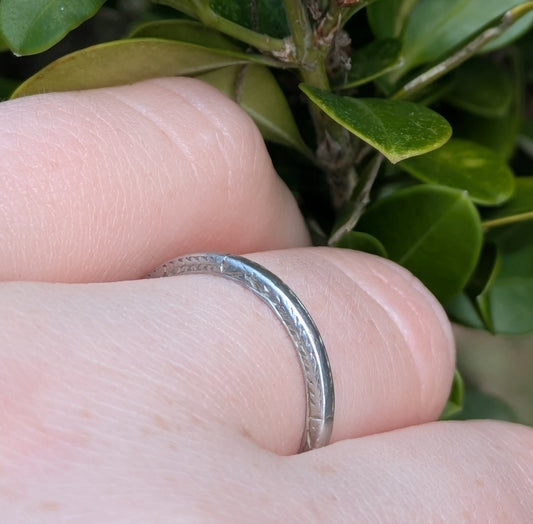 1930's Hand Engraved Platinum Wedding Band