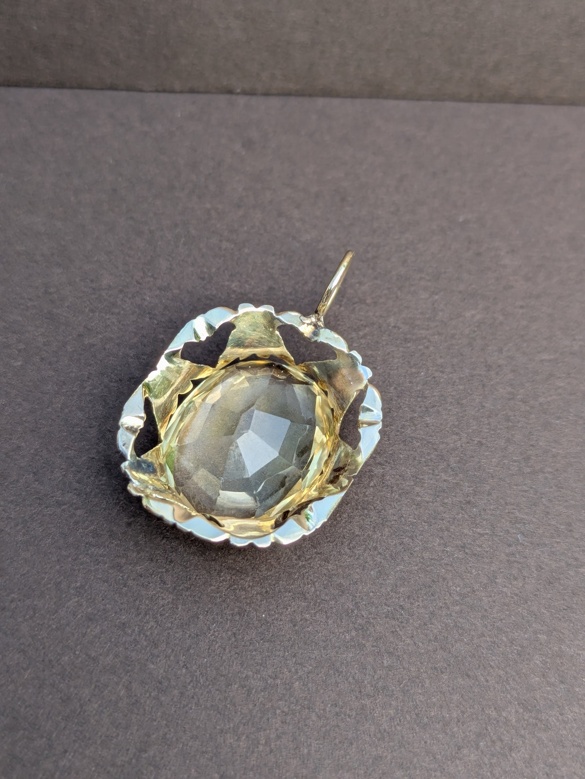 14kt Citrine Pendant In Victorian Mounting