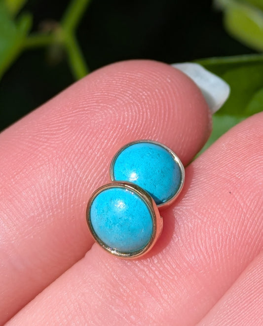 14kt Turquoise Button Earrings