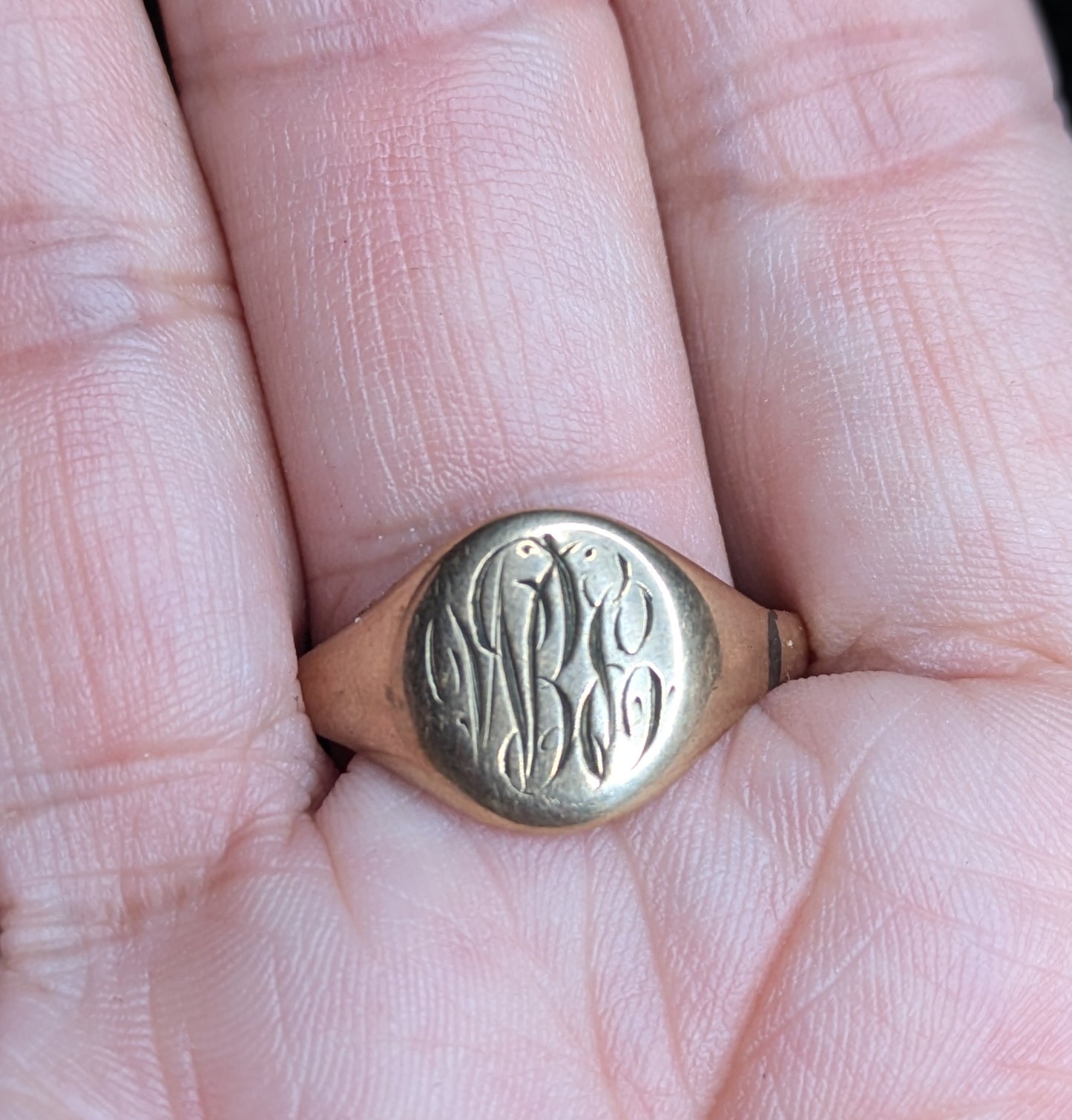 14k Engraved Signet Ring from the 1920's