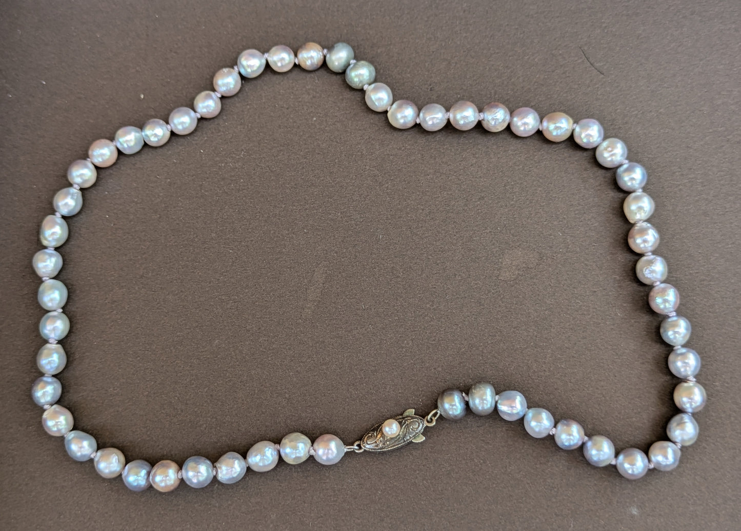 Grey Pearl with Original Vintage Silver Clasp