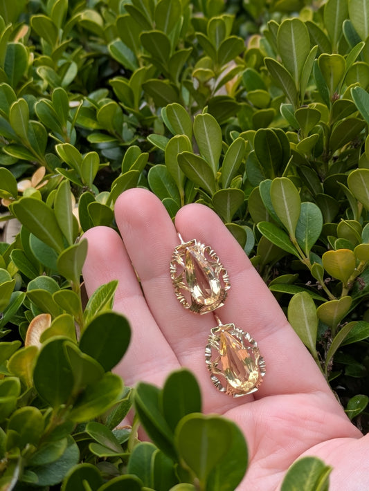 14kt Citrine Earrings on Bishop Hooks
