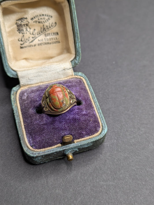 14kt Art Deco Carved Scarab Pinkie Ring