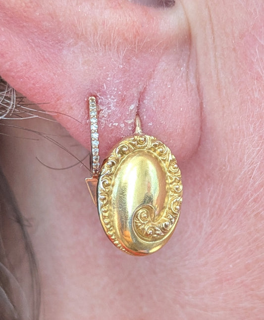 10kt Repousse Earrings with 14kt Wires
