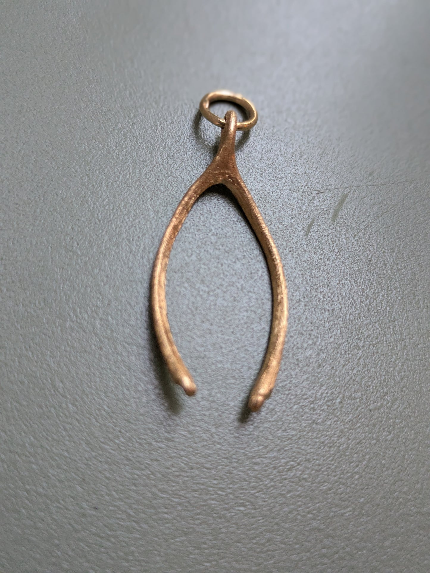 14k Large Florentine Finish Wishbone Charm