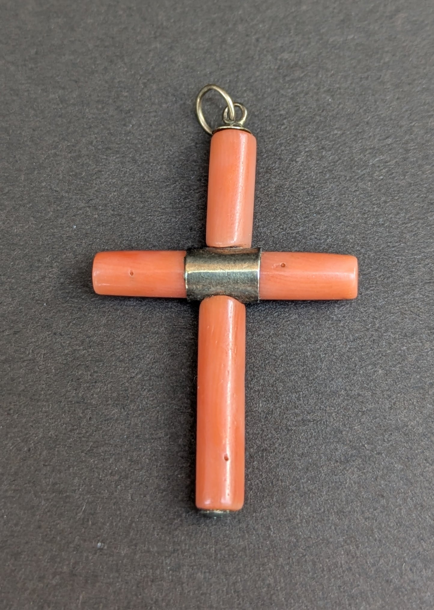8kt Coral Cross Pendant