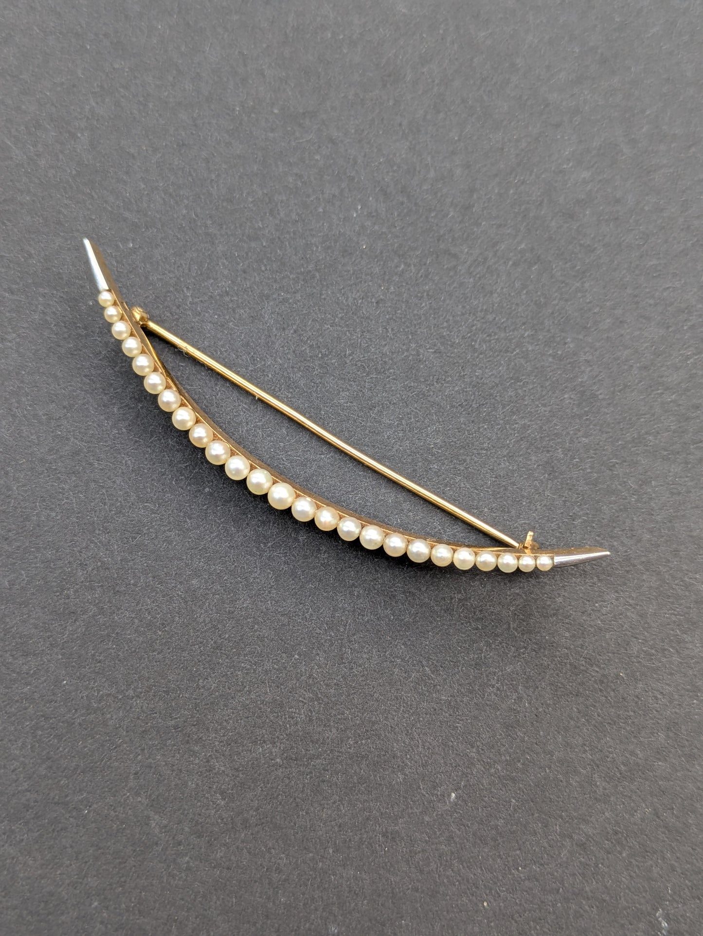 14k Large Pearl Crescent Brooch