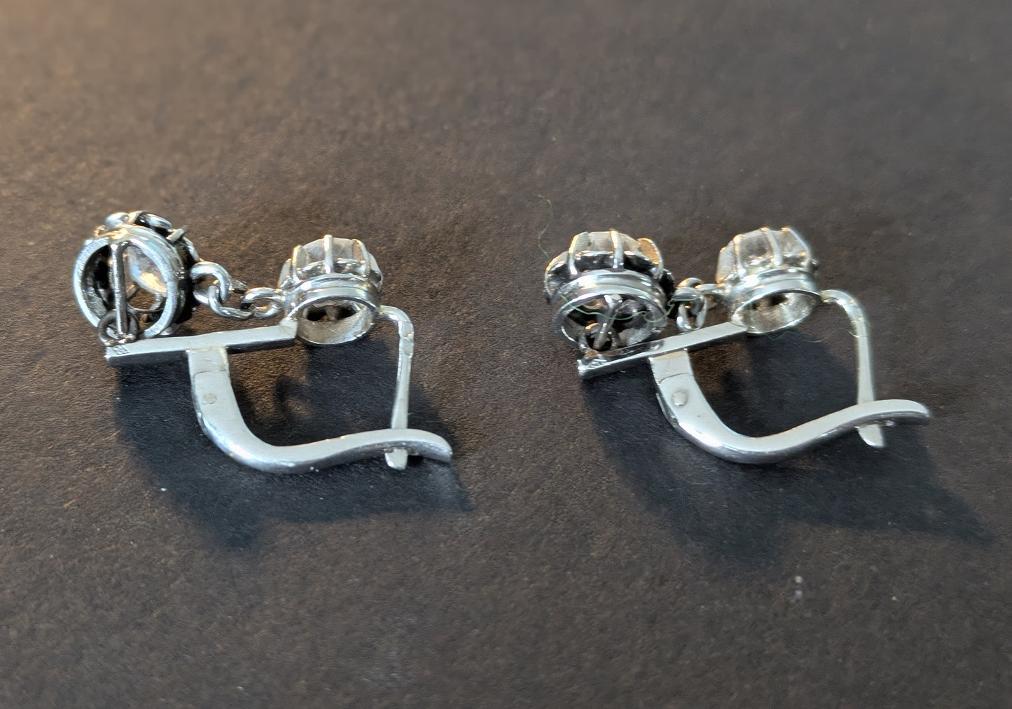 French Platinum and Diamond Dangle Earrings