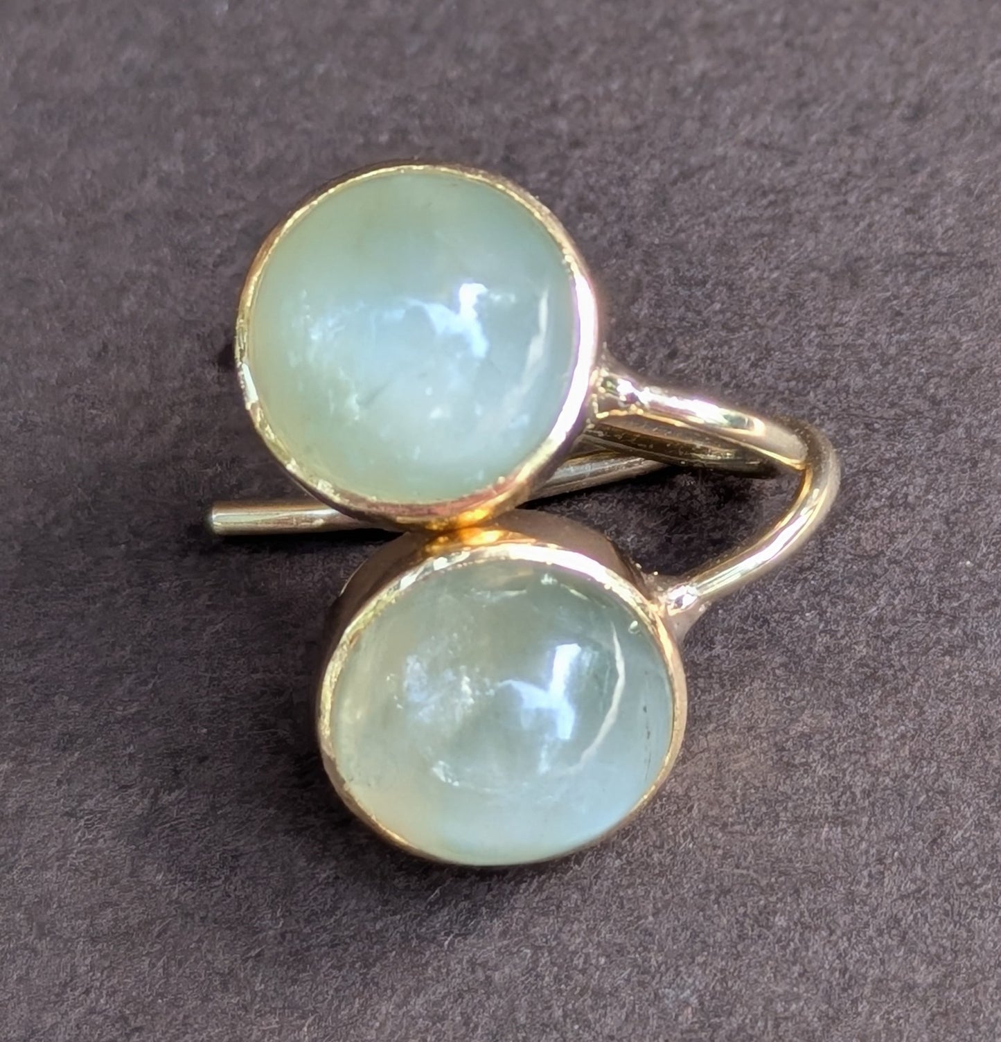 Green Sapphire Bezel Set 14kt Wire Hook Earrings Converted Shirt Studs
