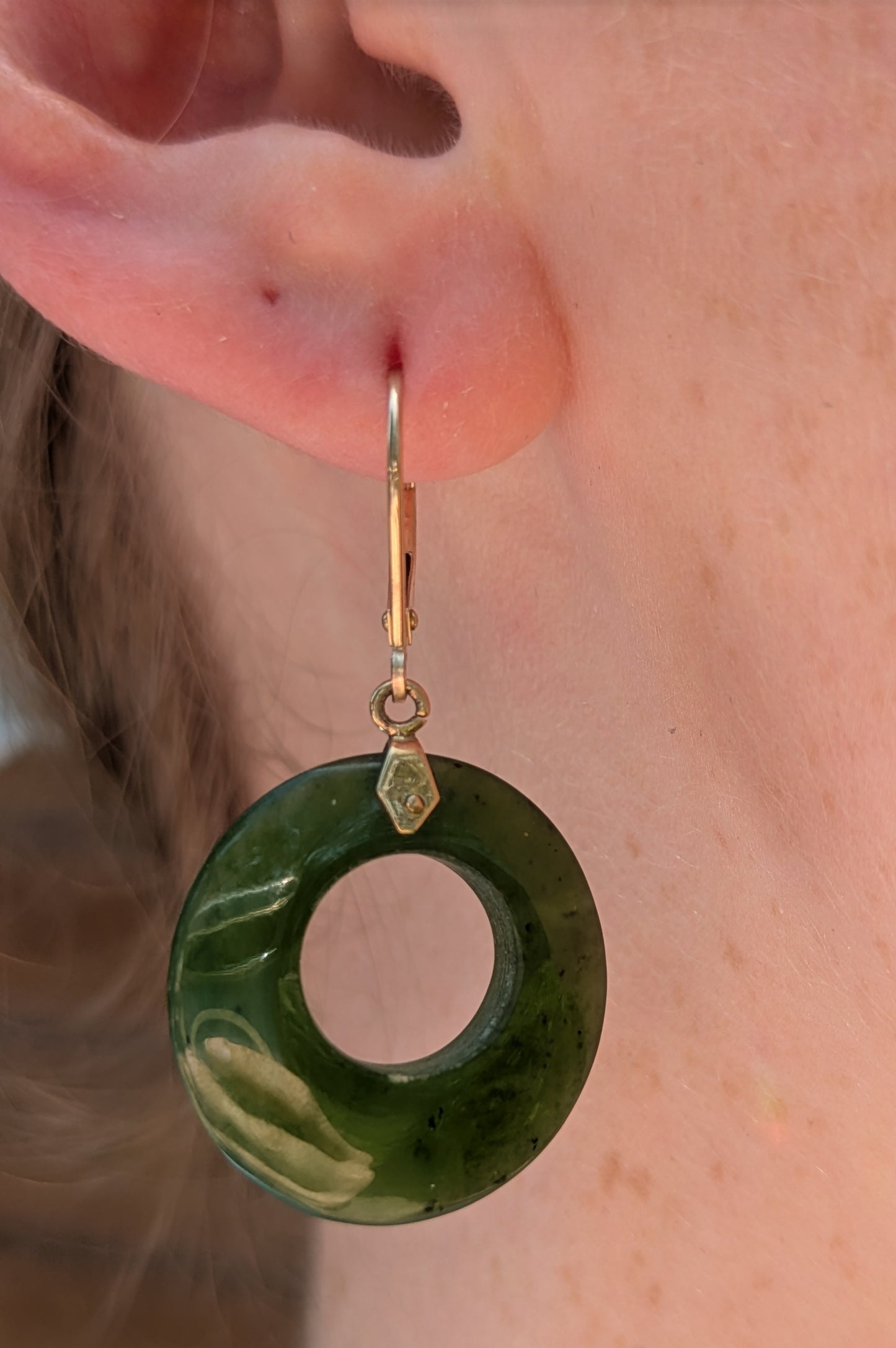 Spinach 14kt Jade Earrings