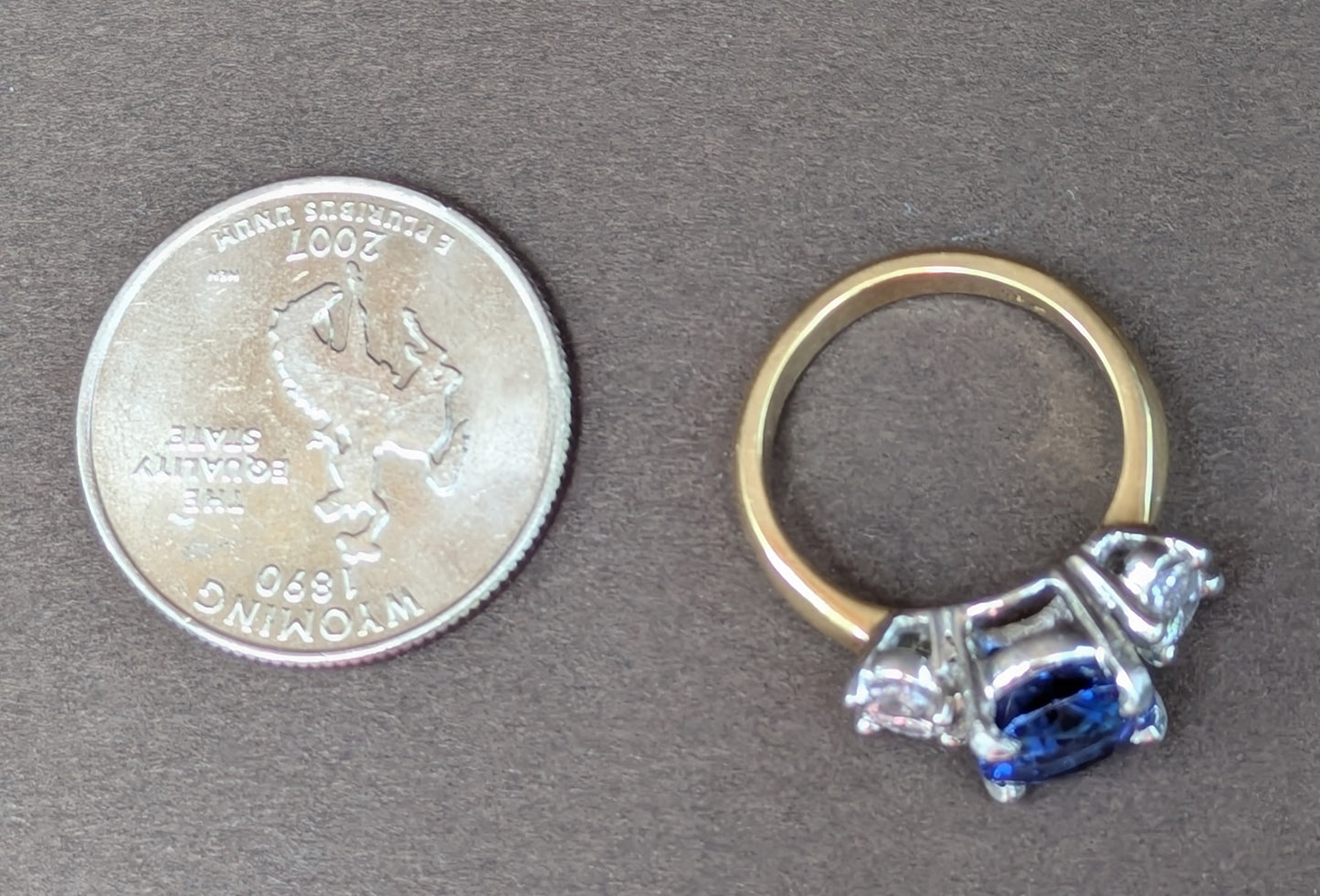 18kt & Platinum 3 Stone Sapphire & Diamond Ring